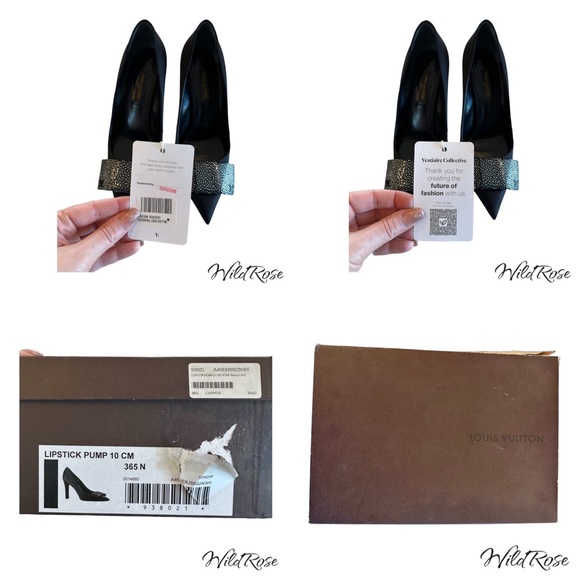 LOUIS VUITTON LIPSTICK PUMPS BLACK SATIN & PEBBLED SILVER LEATHER BOW PUMP 36.5 - Picture 14 of 17